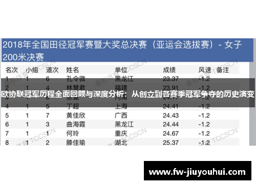 欧协联冠军历程全面回顾与深度分析：从创立到各赛季冠军争夺的历史演变